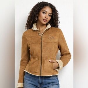 Baby Phat Y2K Faux Suede Shearling Jacket – Size M